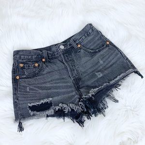 Levi’s High Waisted Distressed Denim Shorts
